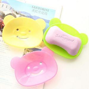<b>Cute</b> Cartoon <b>Bear</b> Soap Dish Irregular Shape Wall Mount Drain Soap Holder Bathroom Soap Rack - Product Image 1