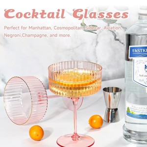 Elegante diseño clásico Vintage 300ML acanalado plástico Coupe gafas <span class=keywords><strong>de</strong></span> cóctel para el hogar y la fiesta - Product Image 3