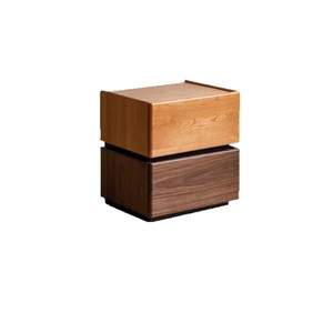 Table de chevet en bois massif, noyer noir et bois de cerisier, 450x350x470mm, table de nuit avec rangement pour chambre à coucher - Product Image 4
