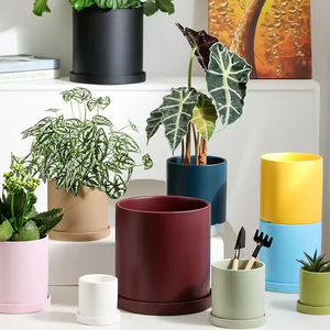 Maceta Redonda de Cerámica Esmaltada de Estilo Nórdico Morandi, Colorida, con Bandejas para <span class=keywords><strong>Plantas</strong></span> <span class=keywords><strong>Suculentas</strong></span> <span class=keywords><strong>y</strong></span> Cactus de Jardín <span class=keywords><strong>y</strong></span> Hogar - Product Image 3