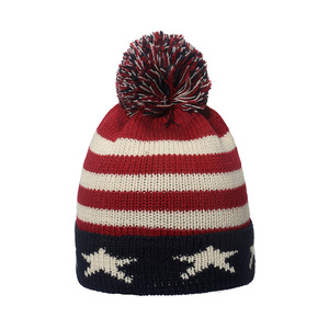Autumn Winter Unisex 100% Acrylic Striped Jacquard Beanie with Button Detail Breathable Waterproof Travel Outdoor Ski <strong>Hat</strong> - Product Image 3