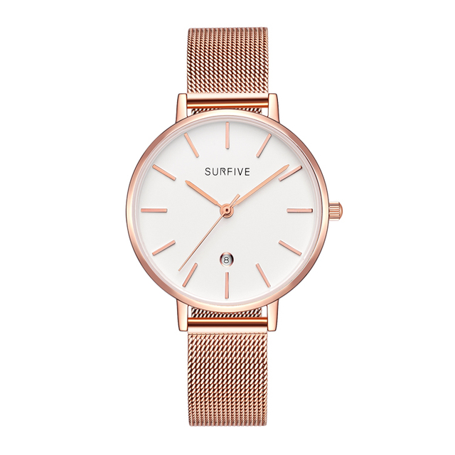 Simple High Quality Ready Meshing Band Ladies Watch Stainless Steel 3atm Japan Movt 3 Hands Woman Dress Slim Wristwatch