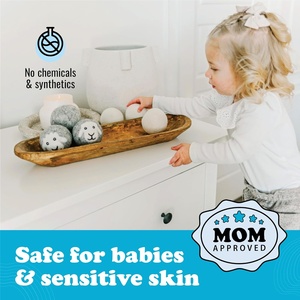 Lot <span class=keywords><strong>de</strong></span> 6 boules <span class=keywords><strong>de</strong></span> séchage en <span class=keywords><strong>laine</strong></span> naturelle XL Premium primé Adoucisseur <span class=keywords><strong>de</strong></span> <span class=keywords><strong>laine</strong></span> <span class=keywords><strong>de</strong></span> mouton intelligent Sèche-linge Remplace les feuilles <span class=keywords><strong>de</strong></span> linge Disques Lavage - Product Image 5