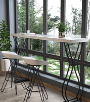Comptoir de bar en bois massif pour la maison, idéal pour les salons de thé, table haute longue et étroite à poser contre le mur