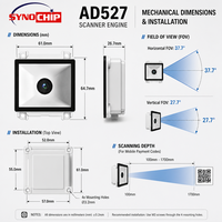 AD527 Scanner de codes QR 2D longue portée 1600*1200 avec moteur de lecture intégré USB RS232 TTL232 pour barrière de péage, parking et tourniquet