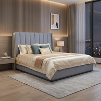 Meubles de luxe modernes, ensemble de chambre à coucher d'hôtel italien en bois capitonné sur mesure, lit double