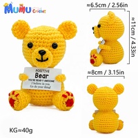 Ours en peluche au crochet fait main pour le soutien émotionnel, mini-ours positif avec poche pour carte, cadeau réconfortant pour enseignant, amis, patron, décoration de bureau