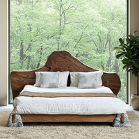Cadre de lit double KUSIMI en bois de chêne massif japonais, écologique, durable et moderne, pour chambre d'appartement
