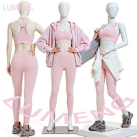 Pakaian Wanita 3XL Pabrik Pakaian Fitness Siap Kirim Crop Zipper Sweatshirts Legging Gym Yoga Bra Activewear 3 Pcs Setelan Wanita