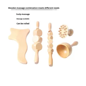 Best Price 6 in 1 100% Natural Wooden <b>Massage</b> Tools Custom Logo Beech Wood Therapy <b>Massage</b> Tools Kit - Product Image 3