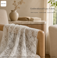 Tissu en dentelle brodée 100 % polyester sur mesure, maille florale, largeur et poids personnalisés, vente en gros