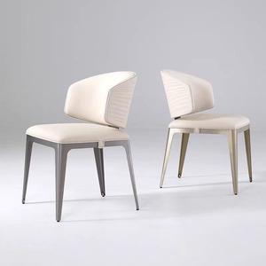 Sedie Moderne Bianche per Sala da Pranzo, Comoda <span class=keywords><strong>Sedia</strong></span> da Pranzo in Pelle Leggera con Struttura in Metallo - Product Image 2