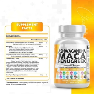 תוסף תזונה OEM 17 ב-1 אשוגנדה, מאקה, חילבה, 60 כמוסות, תמיכה ברווחה וחיוניות - Product Image 4