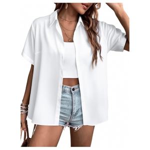 Cool Short Hawaiian Shirt Soft Cool Summer Hawaii Camisas Floral Tropic Print Camiseta con cuello en V Manga corta Button Up Tops - Product Image 2