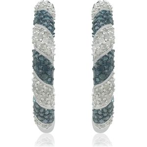 Ornaatis Diamond Huggie Hoop <b>Earrings</b> 1.48 Cttw Round Brilliant Cut Sterling <b>Silver</b> Screw <b>Back</b> Women's Everyday Wear - Product Image 2