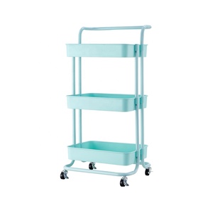 Organisateur mobile Chariot de <span class=keywords><strong>salon</strong></span> de coiffure Chariot de cuisine Étagère de rangement 3 couches pour snacks et légumes Chariot à roulettes avec roues - Product Image 4