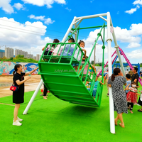 Équipement de jeux sportifs pour parcs d'attractions en plein air, y compris des manèges non motorisés personnalisés, mini-navire pirate à propulsion humaine pour enfants en acier