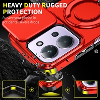 Coque pour Redmi 15C avec cache-caméra coulissant, support anneau, protection robuste antichoc pour Redmi 15, 14C, A7 Pro, A5
