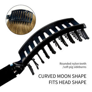 Peigne de Massage de haute qualité large peigne à côtes exquis brosse à cheveux en plastique à poils de porc conception de cheveux bouclés grand peigne incurvé - Product Image 5