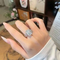Anelli di fidanzamento da donna in oro bianco 18 carati con diamante da laboratorio a taglio radiante artistico, grande caratura, con gambo unico e brillante, anello con diamante coltivato in laboratorio