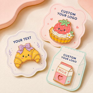 Set de Pins de Esmalte Duro Personalizados de Panadería Dulce: Tarta de Fresa, Croissant, Cartón de Leche, Insignias de Oro Rosa - Product Image 1