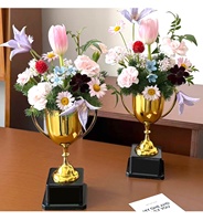Aierflorist Nouveauté Fête des Enseignants : Trophée Créatif Fait Main en Plastique Doré, Style Tendance pour Composition Florale DIY