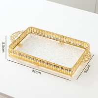 Plateau en acrylique doré en fer forgé à un seul niveau, plateau électrique de luxe pour la nourriture, décoration de banquet domestique, fruits/gâteaux