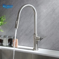Robinet de cuisine moderne en acier inoxydable 304 brossé sur mesure avec douchette extractible, à poser sur comptoir, avec cartouche céramique