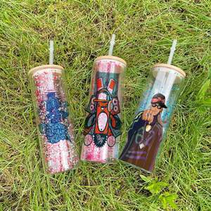 Gobelet en verre transparent personnalisé de 20 oz, style boule de neige, pour sublimation, avec couvercle - Product Image 1