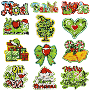 Parches Bordados Navideños de Dibujos Animados Hechos a Mano de la Serie Verde, Tela de Fieltro Termoadhesiva con Resina para Decoración de Sombreros - Product Image 4