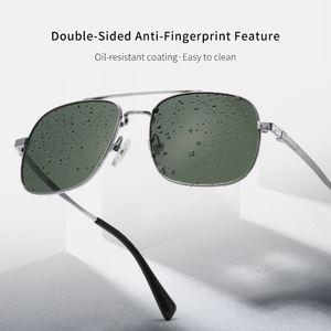 AR Mavi Kaplamalı Hafif Çizilmeye Dayanıklı Cam Lensli Su Geçirmez Erkekler İçin OEM Kare Titanyum Çerçeveli Güneş Gözlüğü - Product Image 3