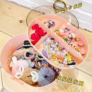 Caja de almacenamiento de accesorios para el cabello para niños, color rosa, con compartimentos para pinzas, diademas, bandas elásticas y joyas - Product Image 2