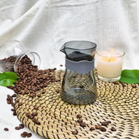 Ensemble de théière et de tasse à café en verre borosilicate de haute qualité, moderne, résistant à la chaleur, écologique, gris, en stock, petit et transparent