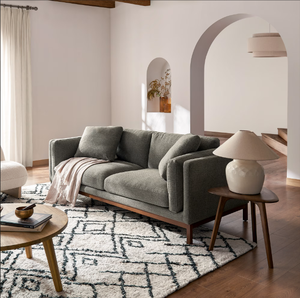 Sofá Seccional de 2 <span class=keywords><strong>Plazas</strong></span> Estilo Francés, Elegante Tela Gris, Patas de Madera, Muebles para Sala de Estar - Product Image 5