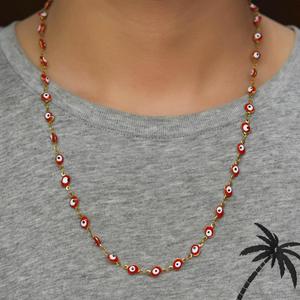 Collar de Cadena de Acero Inoxidable de 6mm con Ojo Turco y Cuentas Coloridas para Mujer, Gargantilla Chapada en Oro, Joyería Boho Metálica - Product Image 4