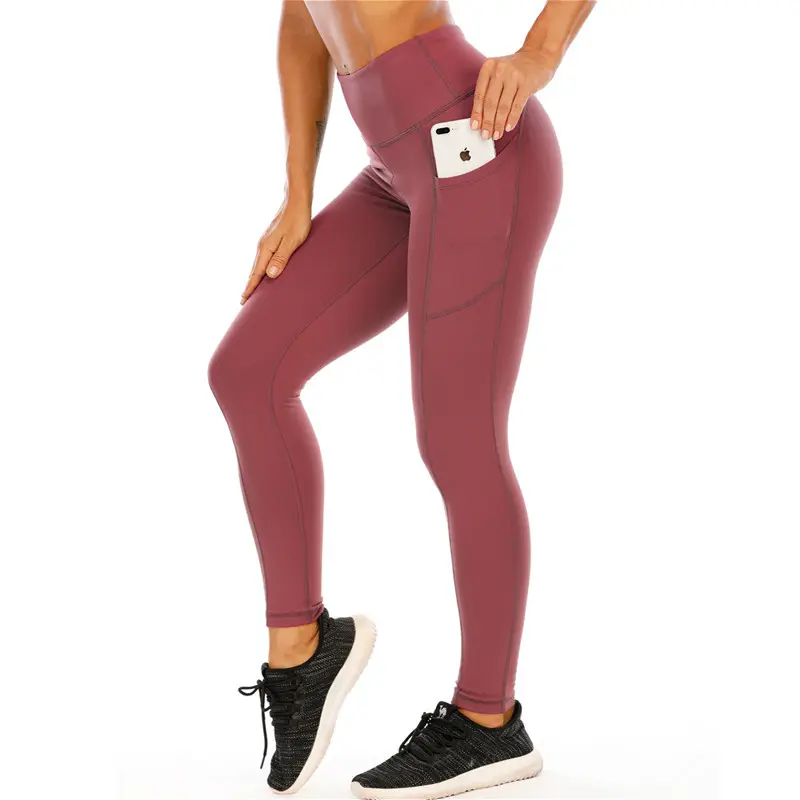 Hochwertige OEM Fitness Active wear Squat Proof einfarbig benutzer definierte Großhandel <span class=keywords><strong>Sport</strong></span> Leggings mit hoher Taille und Taschen für Frauen