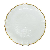 Assiettes de présentation en verre martelé transparent avec bordure dorée ondulée, assiettes décoratives pour la décoration de table de mariage et de banquet
