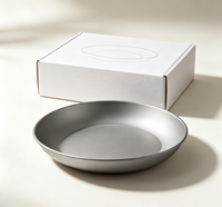 Assiette portable en titane pur pour le camping en plein air avec finition sablée, idéale pour les pique-niques en extérieur