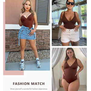 OEM/ODM Body Shapewear da donna per il controllo della pancia tute per il corpo profondo scollo a <span class=keywords><strong>V</strong></span> perizoma - Product Image 2