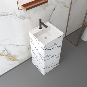 Vasque autoportante carrée en surface solide pour salles de bain (vente en gros) - Product Image 3