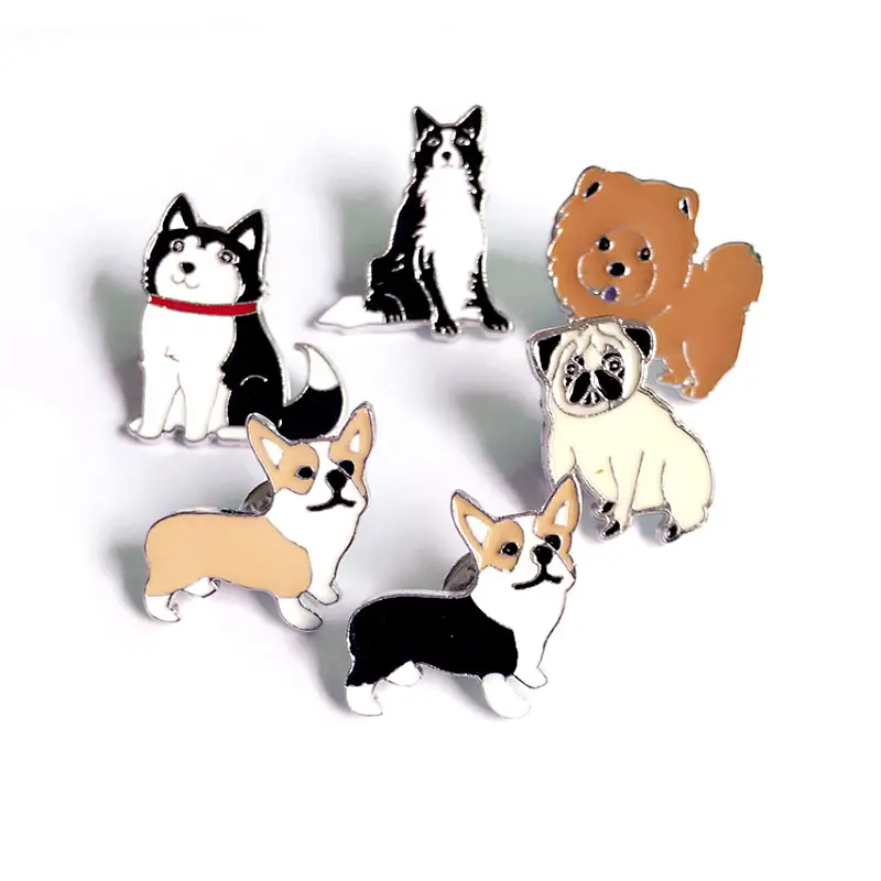 Moda personalizada de alta calidad artesanías de Metal niquelado personalizado suave esmalte dibujos animados perro Animal insignia esmalte solapa Pin