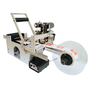 Máquina de etiquetado de latas de botella grande semiautomática de 36Kg adecuada de 20mm-120mm para condimento líquido de esencia de miel, embalaje de vidrio metálico - Product Image 1