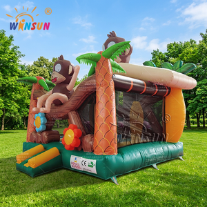 Monkey Theme <b>Inflatable</b> Bounce <b>House</b> with Slide PVC Waterproof Fireproof Commercial Grade Kids Party Amusement Park Custom Logo - Product Image 1