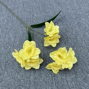 Branche de fleur de jonquille artificielle à 9 têtes faite à la main narcisse simulé à longue tige pour la décoration de la salle de Pâques de remise des diplômes de mariage - Product Image 6