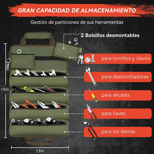 Bolsa de Herramientas Enrollable, Caja de Herramientas Portátil Verde, Impermeable, para Hombres, Carpinteros, Mecánicos, Electricistas - Product Image 5