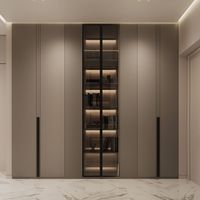 Armario Moderno Minimalista con Puerta de Vidrio e Iluminación LED para Dormitorio