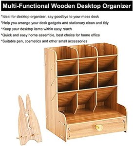 Hot Selling Office Desk Organizer Wooden Multi-Functional Diy Pen Holder Box With <strong>Storage</strong> <strong>Draw</strong> - Product Image 5