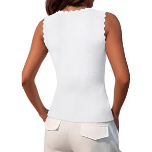 Camiseta sin Mangas de Canalé con Volantes para Mujer FOXA, Tejido Transpirable de Spandex/Algodón, Ropa Casual de Verano - Product Image 5