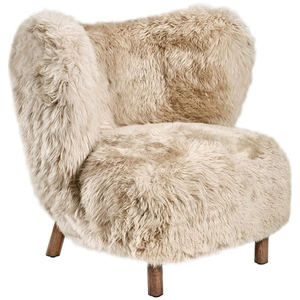 Fauteuil d'appoint silencieux pour villa résidentielle, style italien minimaliste, en peluche de laine longue, fauteuil de bureau individuel - Product Image 3