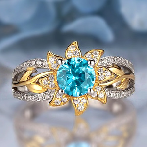 Anello con Gemma Blu Girasole per Donne, Gioiello da Dito Fresco ed Elegante alla Moda - Product Image 1